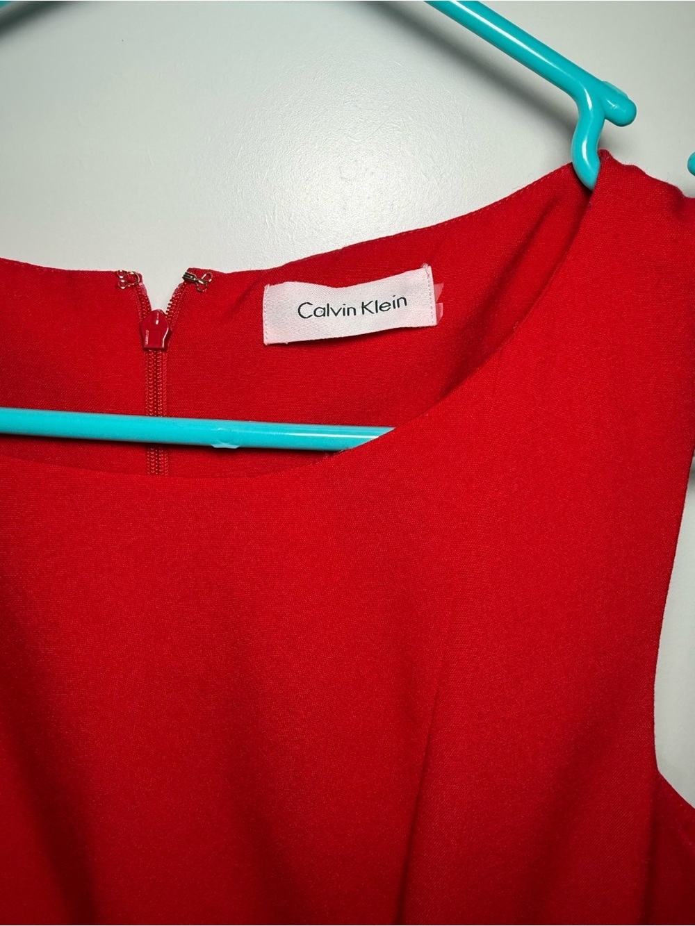 Calvin Klein Bright Red Sleeveless Draped Midi Dress - Picture 2 of 8